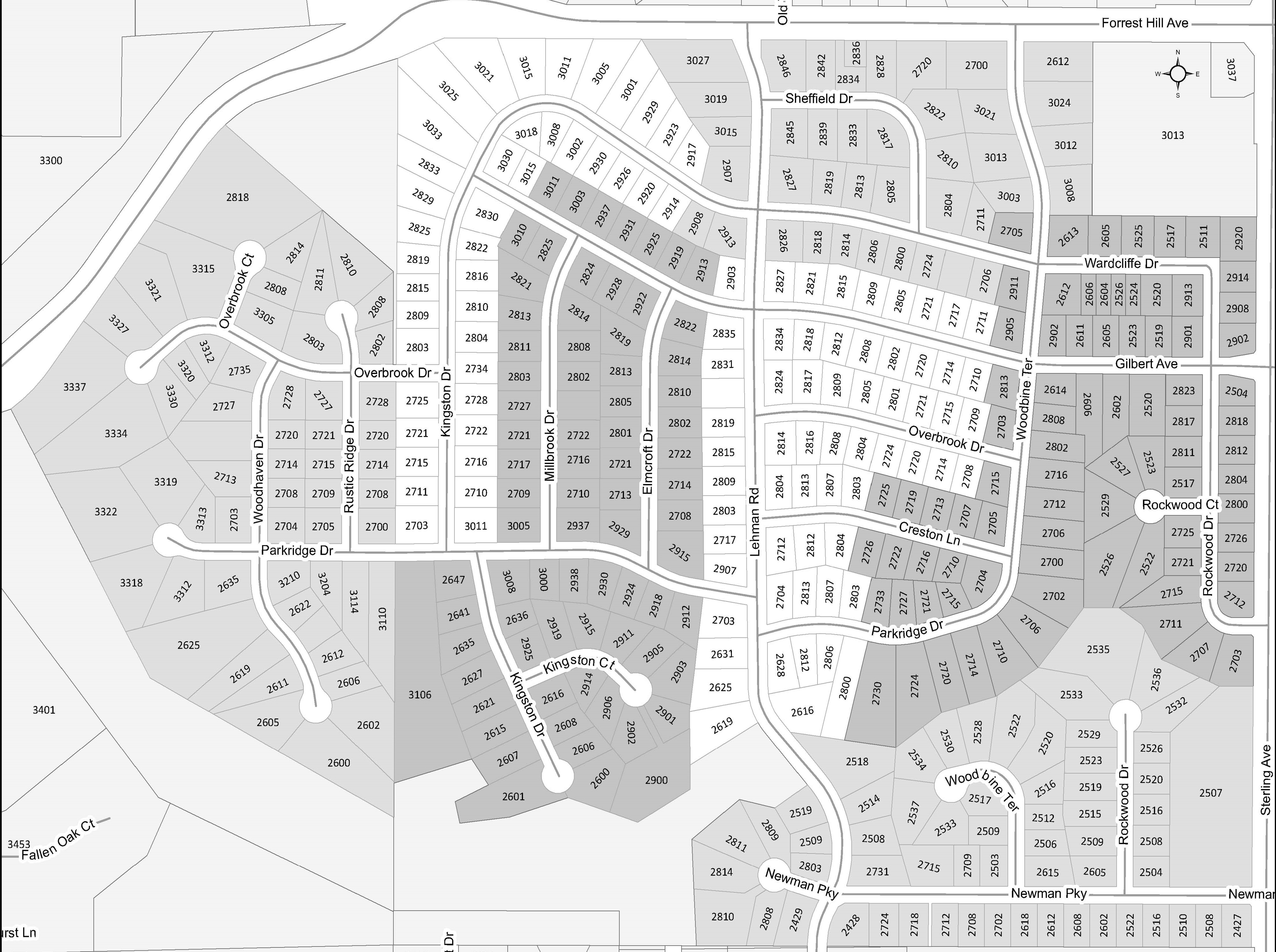 Wardcliffe Neighborhood Association map with sections